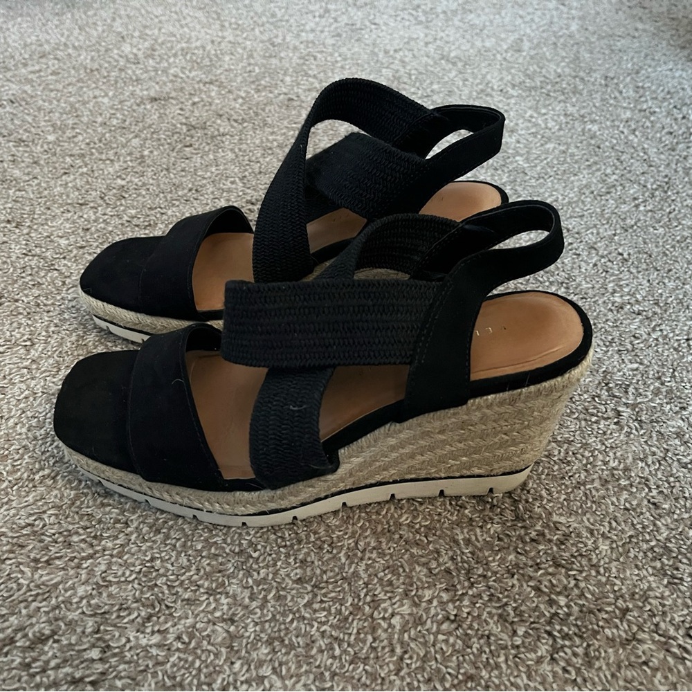 Kelly & Katie Black Espadrille Wedges